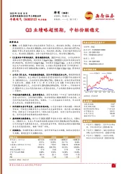 Q3业绩略超预期，中标份额稳定