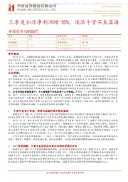 三季度扣非净利润增15%,逐浪个贷不良蓝海