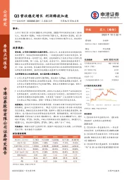 三季报点评：Q3营收稳定增长 利润释放加速