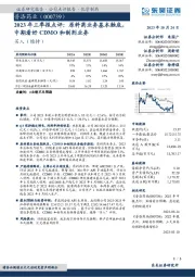 2023年三季报点评:原料药业务基本触底,中期看好CDMO和制剂业务