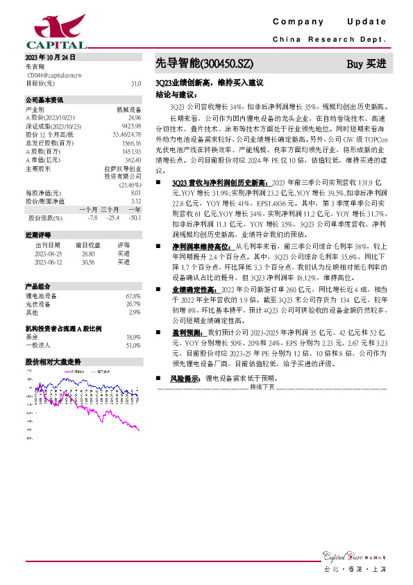 3Q23业绩创新高，维持买入建议