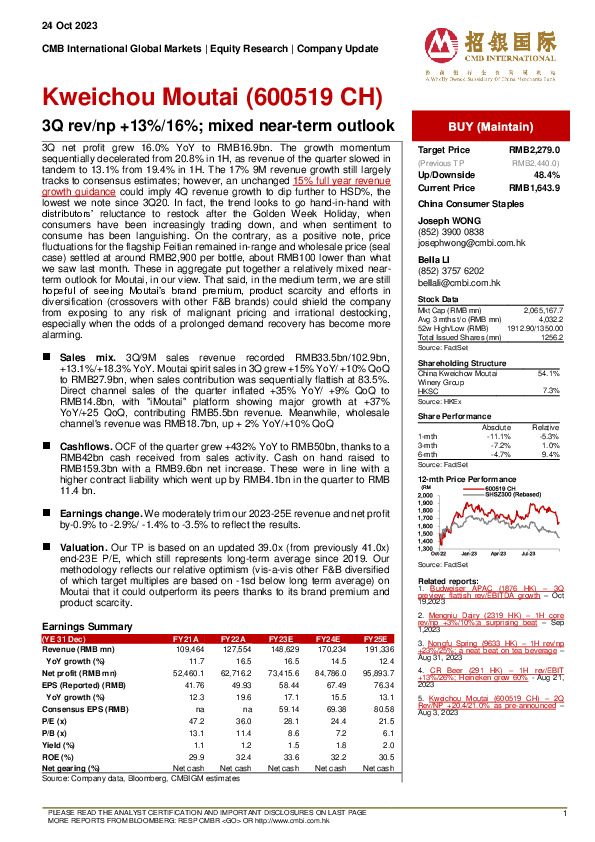 3Q rev/np +13%/16%; mixed near-term outlook