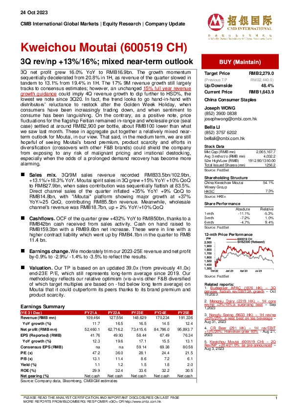3Q rev/np +13%/16%; mixed near-term outlook