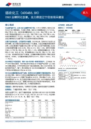 23Q3业绩同比改善，全力推进辽宁优创项目建设