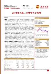 Q3增速放缓，业绩略低于预期