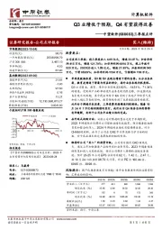 三季报点评:Q3业绩低于预期,Q4有望获得改善