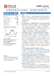 业务聚焦医药工业板块,盈利能力持续改善