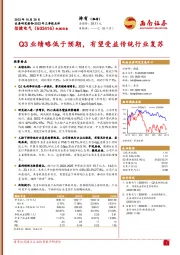 2023年三季报点评:Q3业绩略低于预期,有望受益传统行业复苏