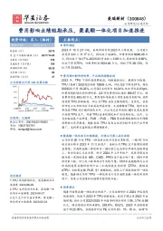 费用影响业绩短期承压，聚氨酯一体化项目加速推进