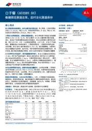 稳健推进渠道改革，适时去化渠道库存