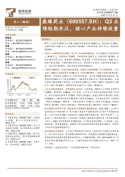 Q3业绩短期承压，核心产品持续放量