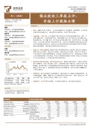 三季报点评：价格上行，提振业绩