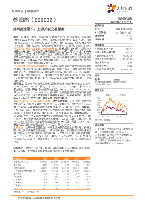外销高速增长，上调关联交易额度