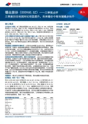 三季报点评:三季度扣非利润环比明显提升,未来锡价中枢有望稳步抬升
