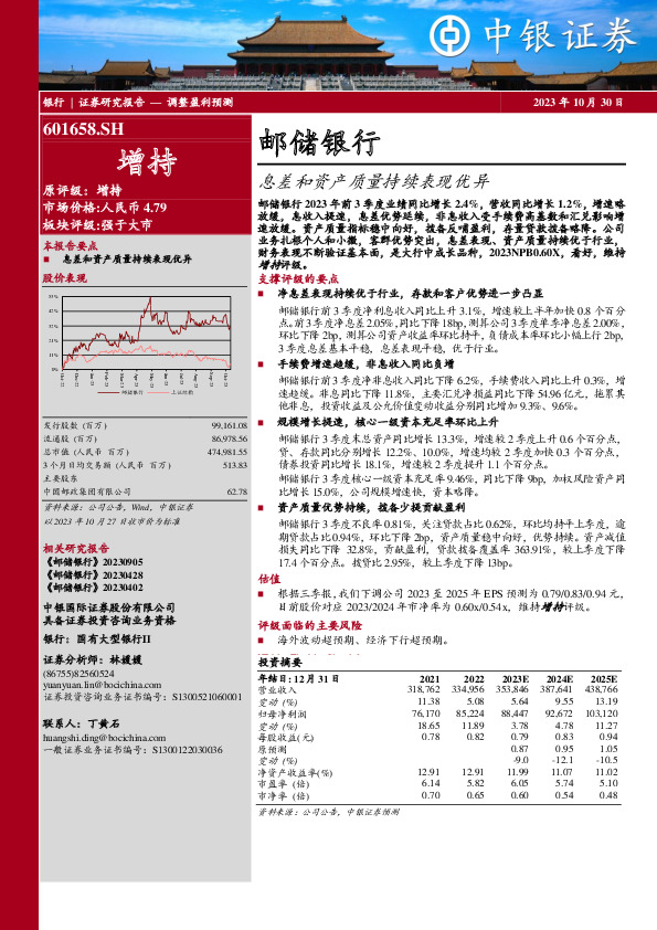 息差和资产质量持续表现优异