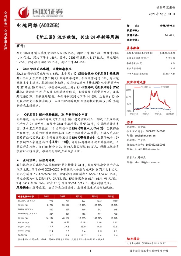 《梦三国》流水稳健，关注24年新游周期