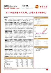 2023年三季报点评：前三季度业绩同比大增，主营业务持续修复