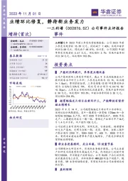 公司事件点评报告:业绩环比修复,静待新业务发力