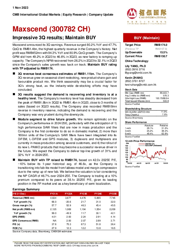 Impressive 3Q results; Maintain BUY