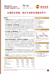 2023年三季报点评：业绩符合预期，高分子材料有望量利齐升