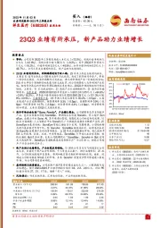 23Q3业绩有所承压，新产品助力业绩增长