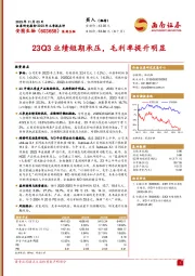 2023年三季报点评：23Q3业绩短期承压，毛利率提升明显