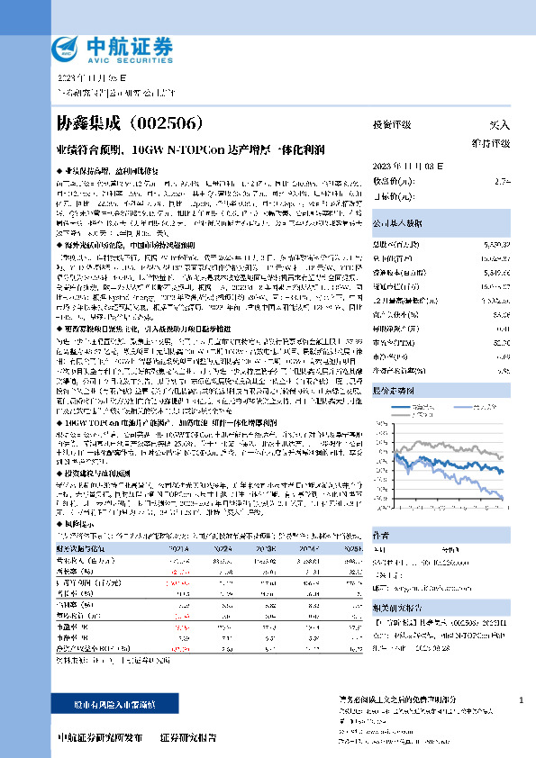 业绩符合预期，10GW N-TOPCon达产增厚一体化利润