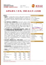 品牌运营从1到N，CSO龙头步入兑现期