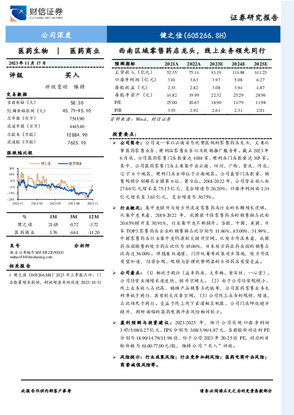 西南区域零售药店龙头，线上业务领先同行
