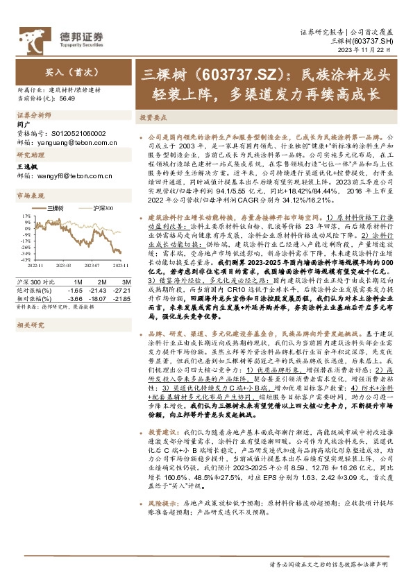 民族涂料龙头轻装上阵，多渠道发力再续高成长