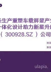 公司深度报告：全链条生产重塑车载屏显产业链，一体化设计助力新星升起