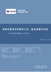 公司深度报告:县域优势突出的国有大行,基本面稳中向好