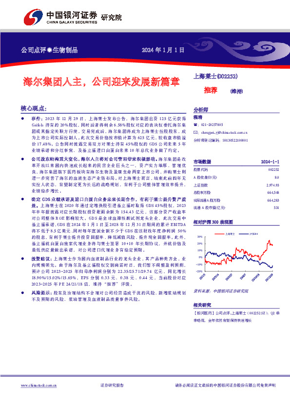 海尔集团入主，公司迎来发展新篇章