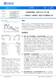 2023年业绩预告点评：业绩表现亮眼，2024年开门红可期