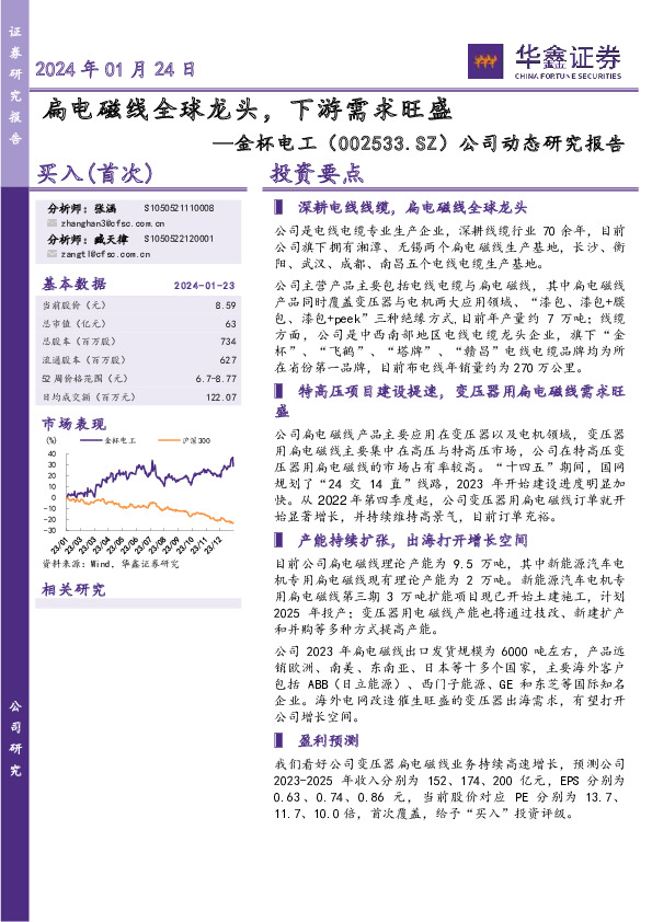 公司动态研究报告：扁电磁线全球龙头，下游需求旺盛