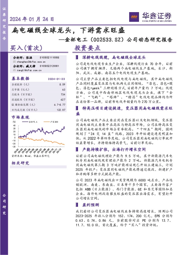 公司动态研究报告：扁电磁线全球龙头，下游需求旺盛