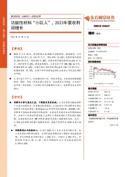 动态点评:功能性材料“小巨人”,2023年营收利润增长