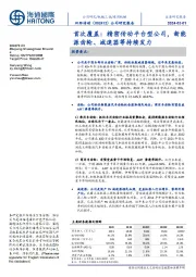 公司研究报告：首次覆盖：精密传动平台型公司，新能源齿轮、减速器等持续发力