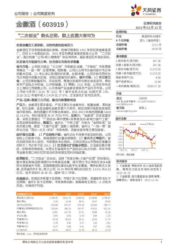 “二次创业”势头正劲，陇上名酒大有可为