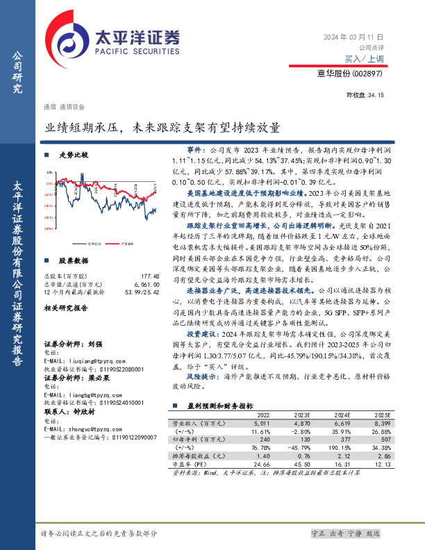 业绩短期承压，未来跟踪支架有望持续放量