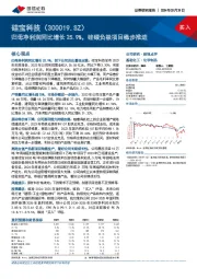 归母净利润同比增长25.9%，硅碳负极项目稳步推进