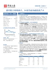 盈利能力持续提升，加速突破低碳能源产业