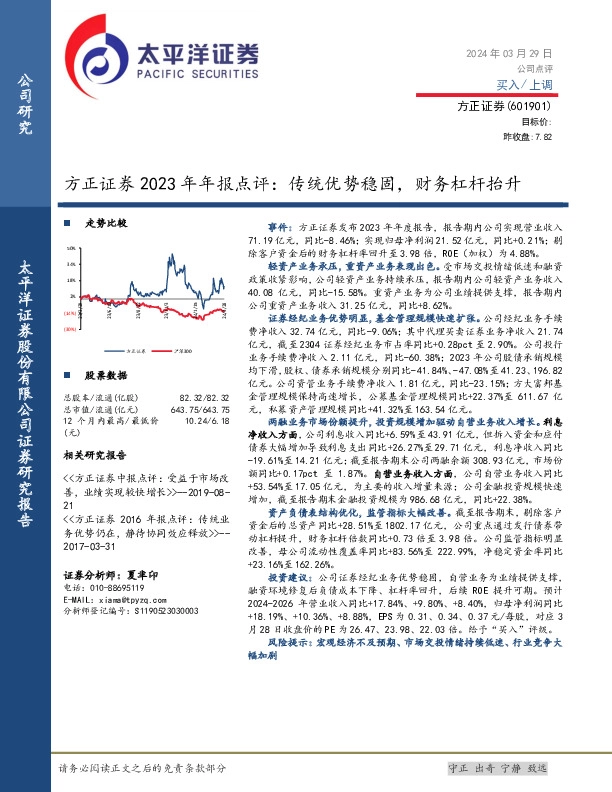 方正证券2023年年报点评：传统优势稳固，财务杠杆抬升