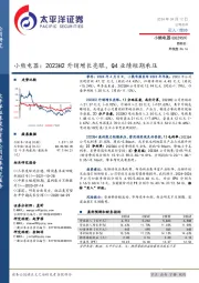 小熊电器:2023H2外销增长亮眼,Q4业绩短期承压