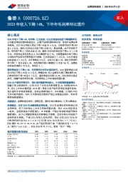 2023年收入下降14%，下半年毛利率环比提升