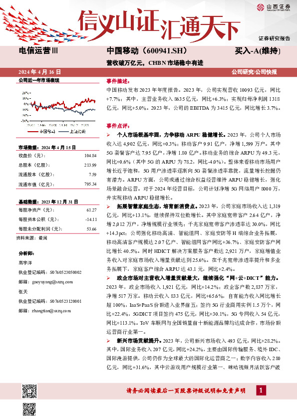 营收破万亿元，CHBN市场稳中有进