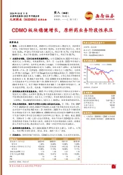 CDMO板块稳健增长，原料药业务阶段性承压