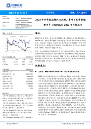 2023年四季度业绩同比大增,多项目有序推进年年报点评2023