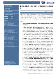 量价承压影响一季度业绩,产能释放助力长期高成长