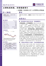公司事件点评报告:业绩略超预期,持续稳健增长